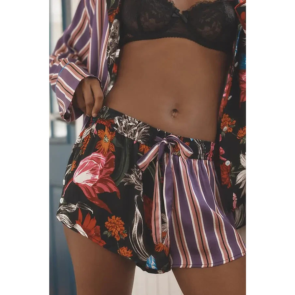 Anthropologie pajama shorts preppy babydoll Y2K preppy multicolor XS A006355‎